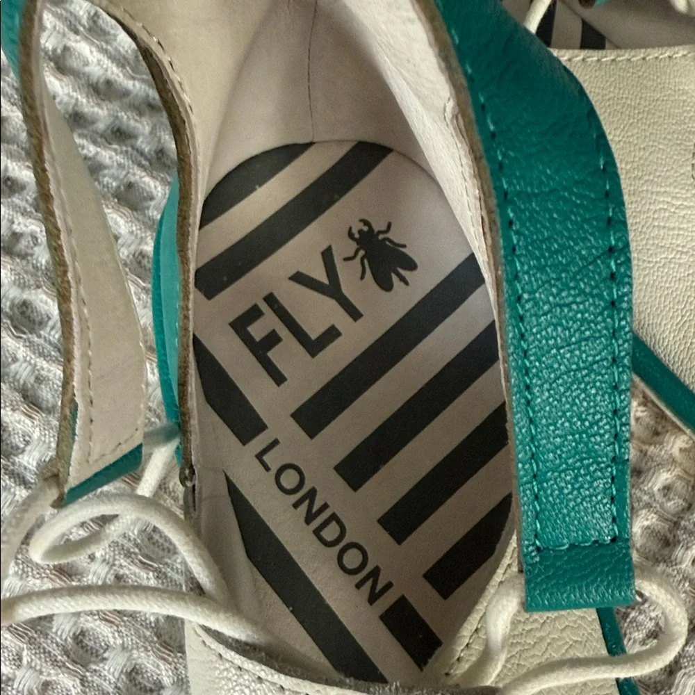 Fly London Teal and Cream Sandals - Picture 5 of 5
